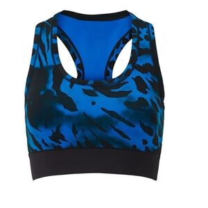 Redemption Athletic Vibrant Blue and Black Patterned Sports Bra size S